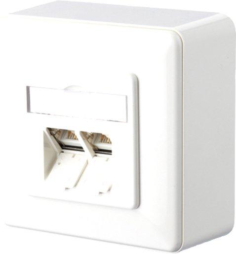 Kommunikationsanschlussdose E-DAT C6 2 Port AP reinweiß