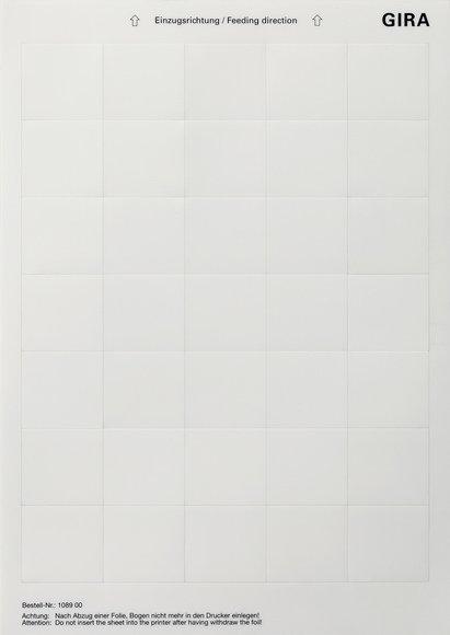 Beschriftungsbogen für System 55/für E22 Tastsensor 38x36 mm