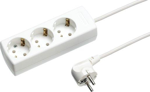Tischverteiler mit Kabel 1,5 m 3-fach 45° gedreht weiß