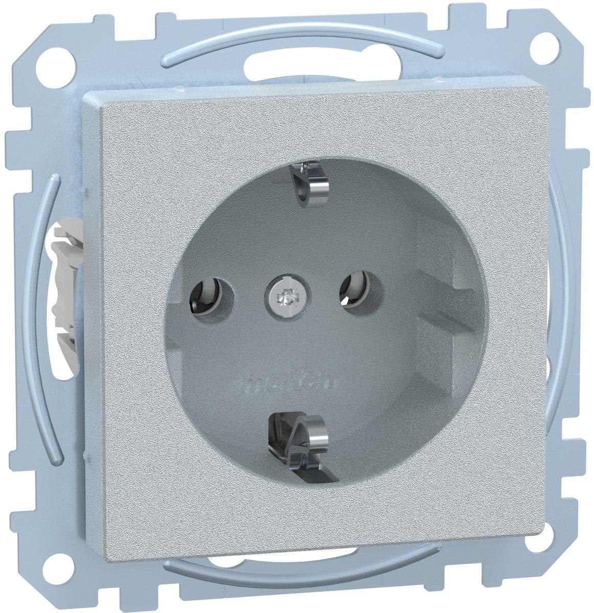 SCHUKO-Steckdose Steckklemmen aluminium