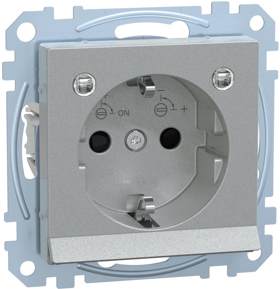 SCHUKO-Steckdose m. Lichtausl. u. LED-Bel.-Modul BRS StK Alu