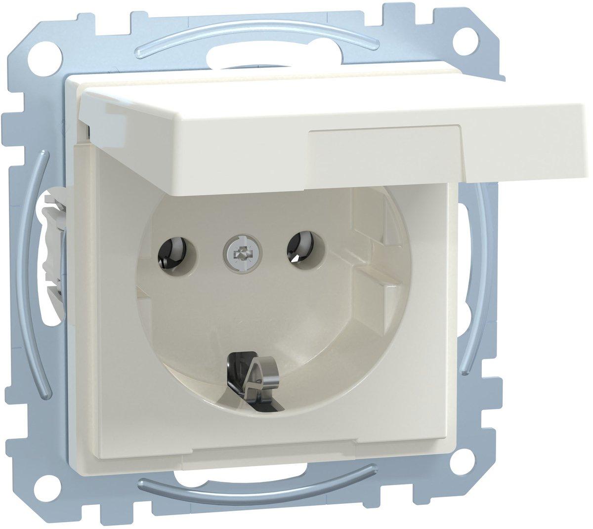 SCHUKO-Steckdose mit Klappdeckel Steckklemmen polarweiß