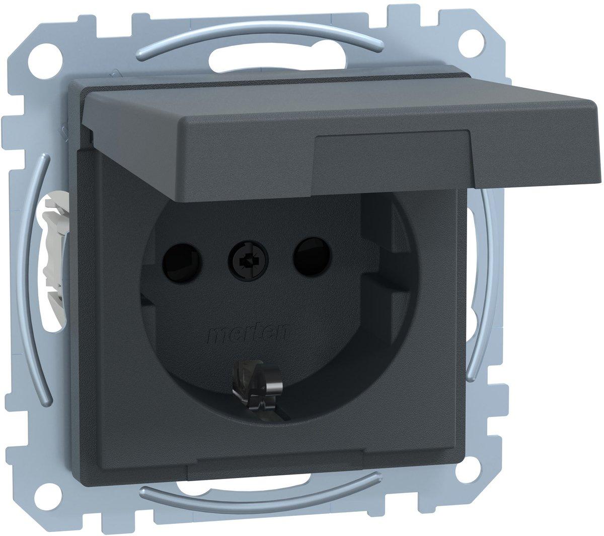 SCHUKO-Steckdose mit Klappdeckel IP44 BRS Steckkl. anthrazit