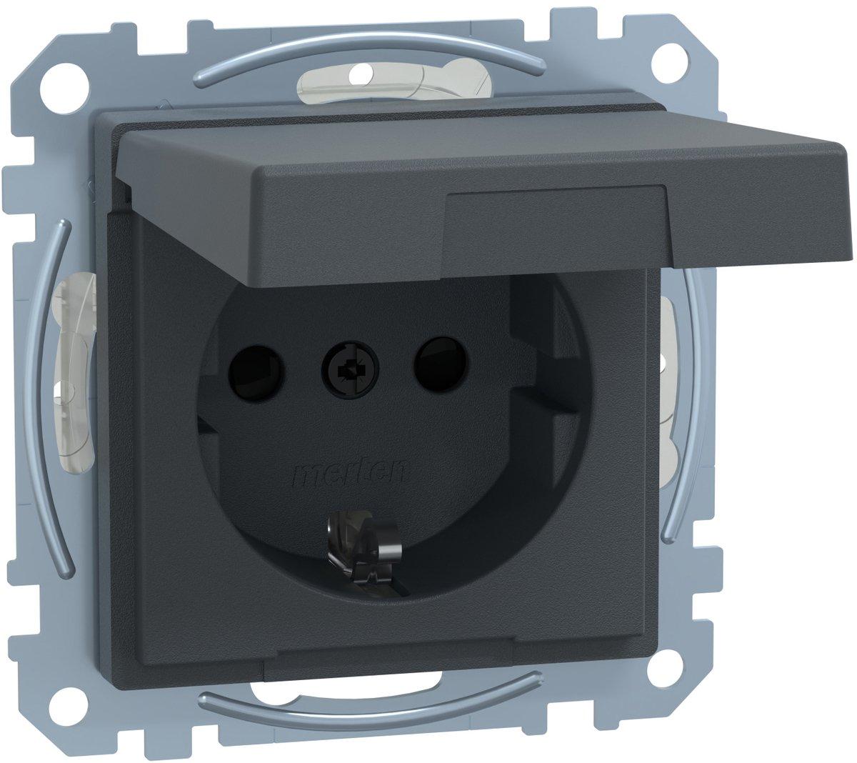 SCHUKO-Steckdose mit Klappd. IP44 BRS Schraub-Liftkl. Ant.