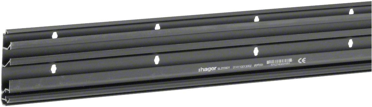 Sockelleistenkanal Unterteil 3 Kammern aus PVC zu SL 20x80mm schwarz