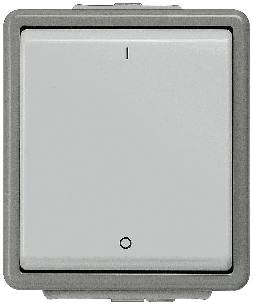 DELTA fläche IP44 AP dunkelgrau/hellgrau Ausschalter 2pol. 10A 250V