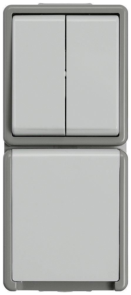 DELTA fläche IP44 AP dunkelgrau/hellgrau Serienschalter 10A 250