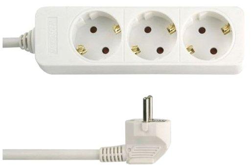 Tischverteiler 3-fach erhöh. Berührungsschutz 3m weiß