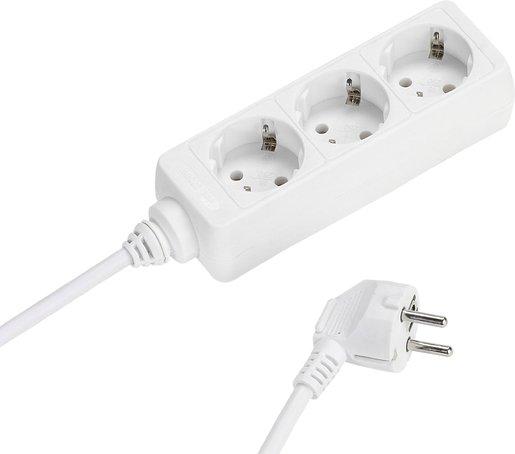 Tischverteiler 3-fach erhöh. Berührungsschutz 5 m weiß