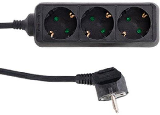 Tischverteiler 3-fach erhöh. Berührungsschutz 1,4 m schwarz