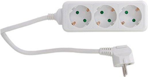 Tischverteiler 3-fach erhöh. Berührungsschutz 1,4 m weiß