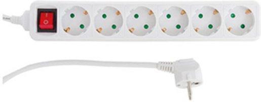 Tischverteiler 6-fach mit Schalter und erhöh. Berührungsschutz 1,4m weiß