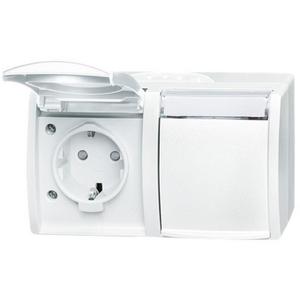 SCHUKO Doppelsteckdose Safety+ mit Klappdeckel 16 A alpinweiß - ocean
