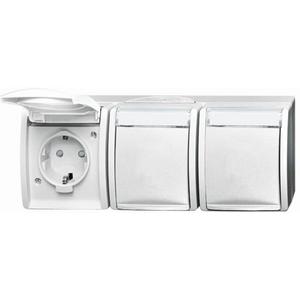 SCHUKO Dreifachsteckdose Safety+ mit Klappdeckel 16 A alpinweiß - ocean