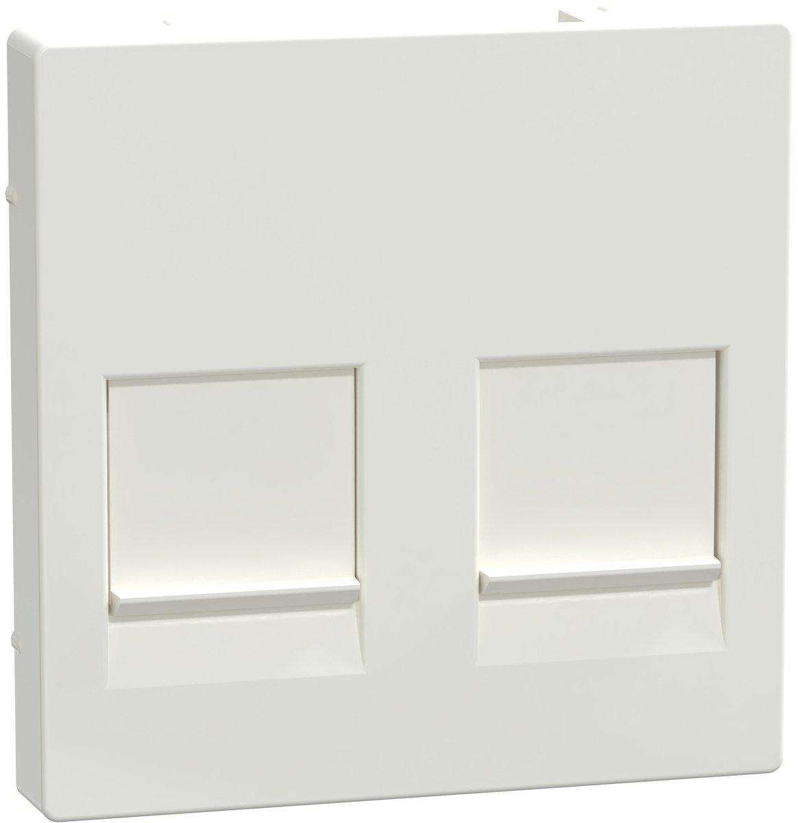 Zentralpl. f. Modular Jack 2-fach m. Staubschutzsch. polarweiß Sys. M