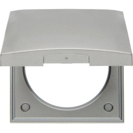 Abdeckrahmen 1-fach mit Klappdeckel Integro Flow Edelstahl matt lackiert