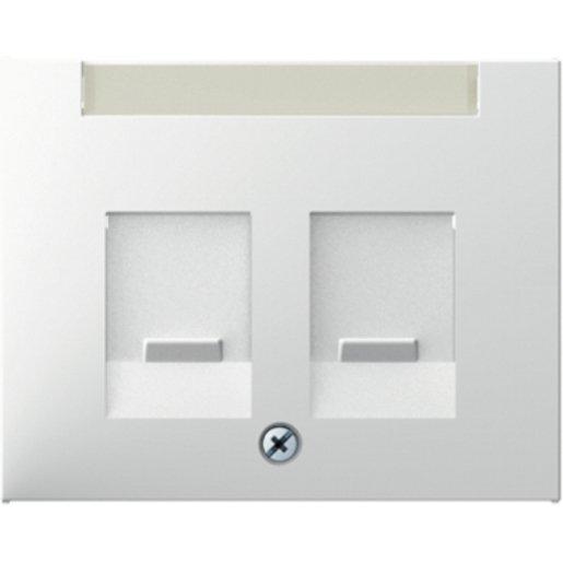 Zentralstück mit Staubschutzschiebern und Beschriftungsfeld K.1 weiß