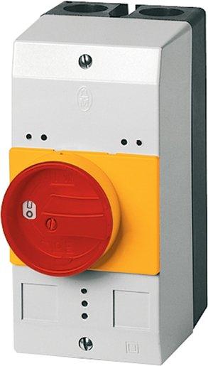 Aufbaugehäuse mit rot-gelbem Drehgriff