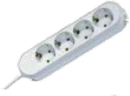 Tischverteiler 4 fach 1,5 m Zuleitung erhöh. Berührungsschutz weiß