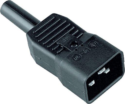 Kaltgerätestecker 16 A mit Schutzkontakt 70 Grad Celsius