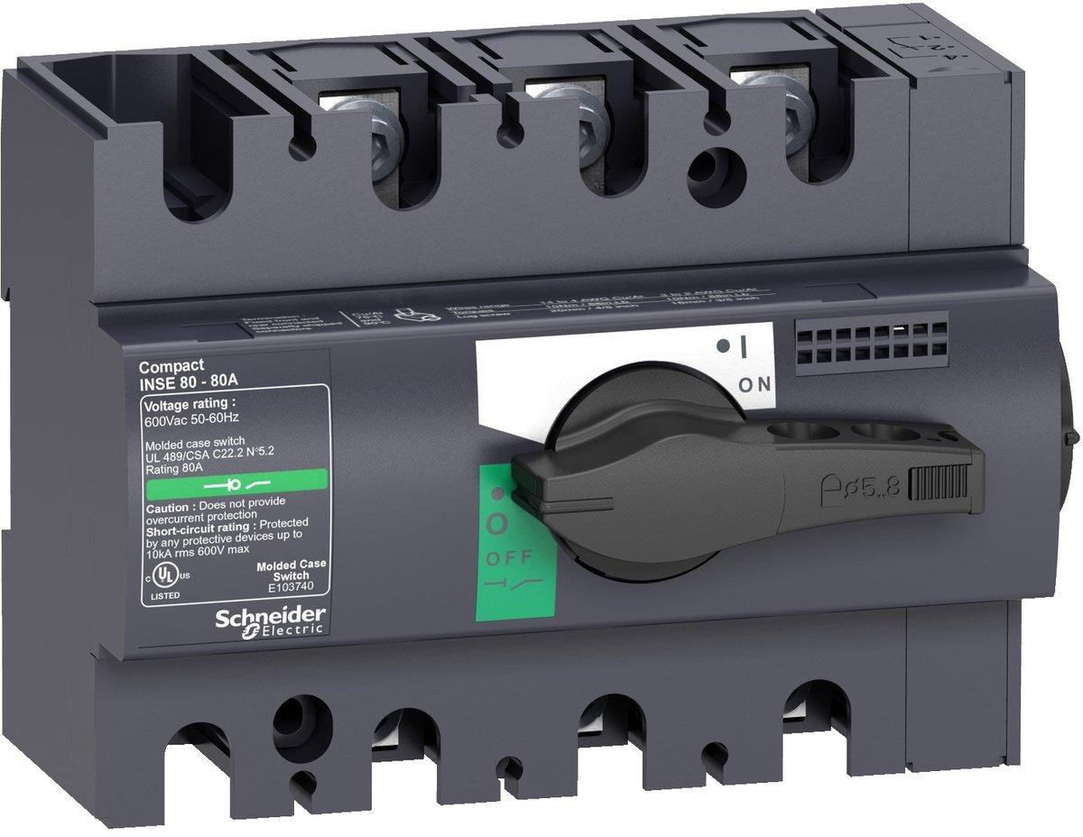 Lasttrennschalter ComPact INSE80 3P 80A mit schwarzem Drehantrieb