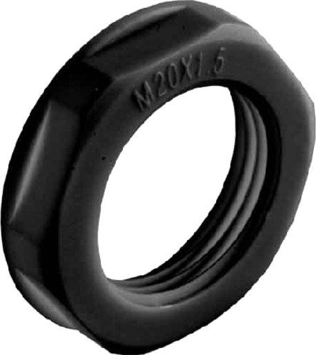 Gegenmutter Kabelverschraubung M20 x 1,5 Polyamid schwarz mit Flansch
