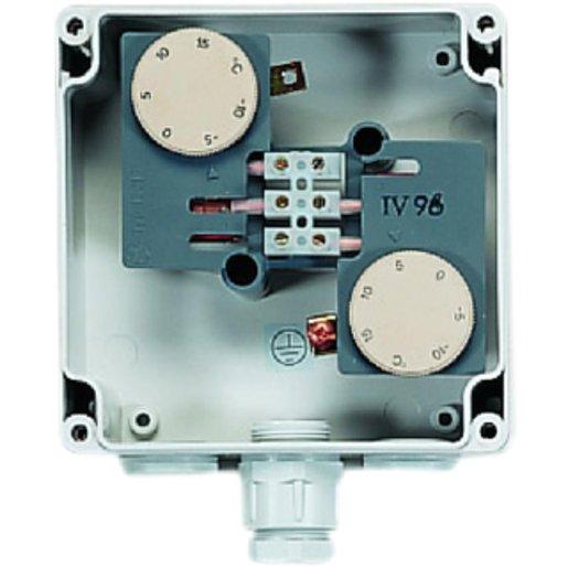Doppelthermostat, Temperaturbereich: -15 bis°C, 16A, IP 65