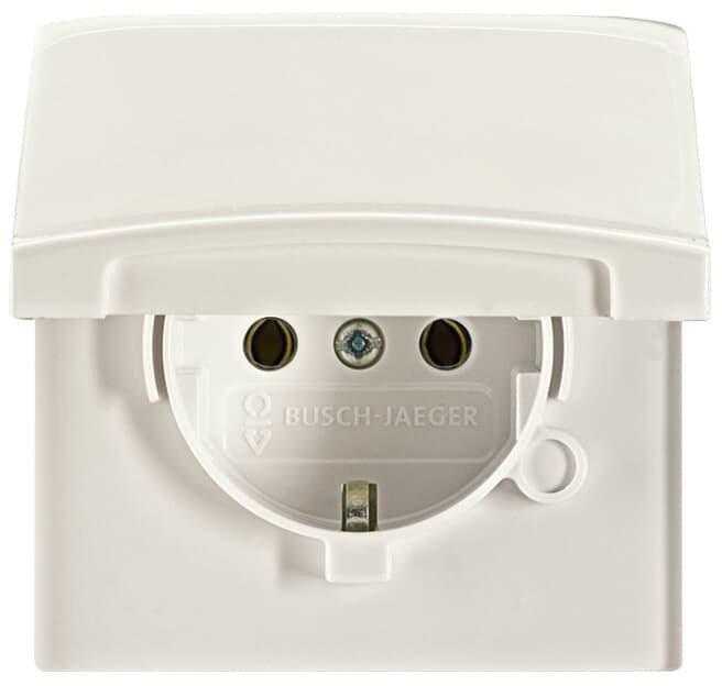 SCHUKO Steckdosen-Einsatz mit Klappdeckel weiß - Allwetter 44 (IP44)