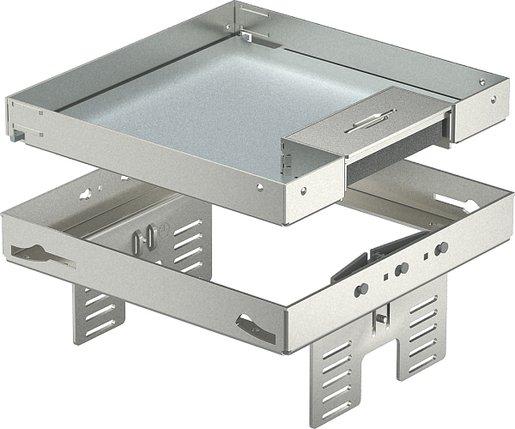 Quadratische Kassette mit Schnurauslass 200x200mm V2A
