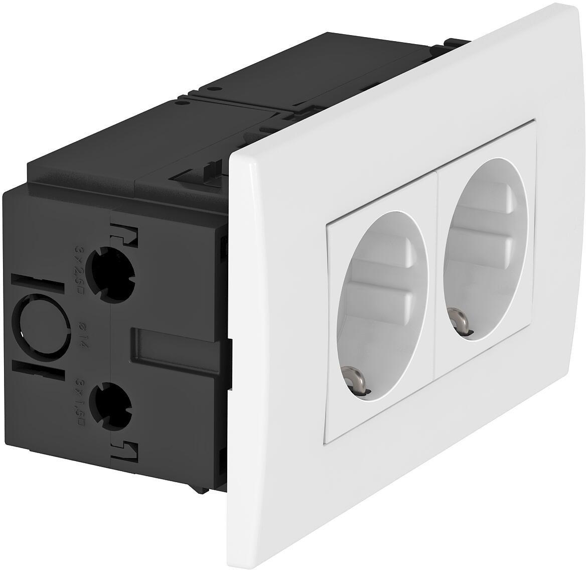 Steckdoseneinheit Modul 45 2fach 84x140x59mm reinweiß