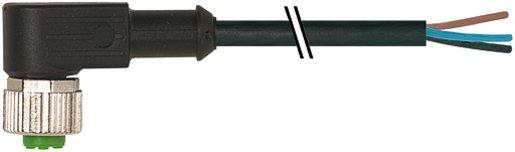 M12 Buchse gewinkelt mit offenem Leitungsende PVC-OB 4 x 0,34 sw 10m