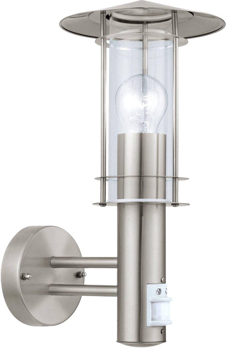 Außen-Wandleuchte LISIO mit Sensor edelstahl/klar E27 1x60W