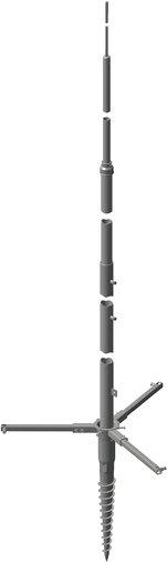 Tele-Blitzschutzmast ÜFL 8000mm St/tZn-Al mit Schraubfundament -SET-