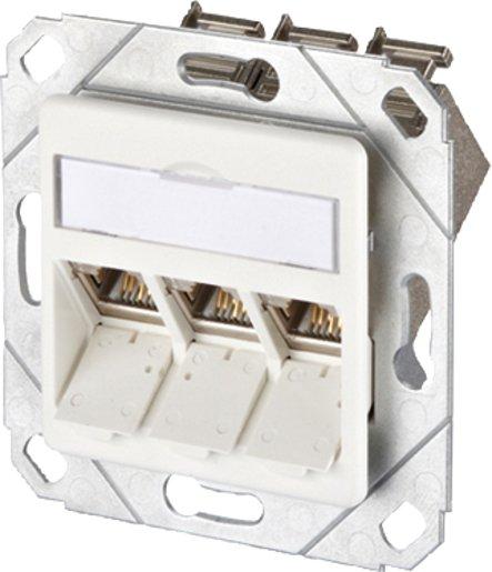 Kommunikationsanschlussdose E-DAT modul 3 Port UPk Kat.6A reinweiß