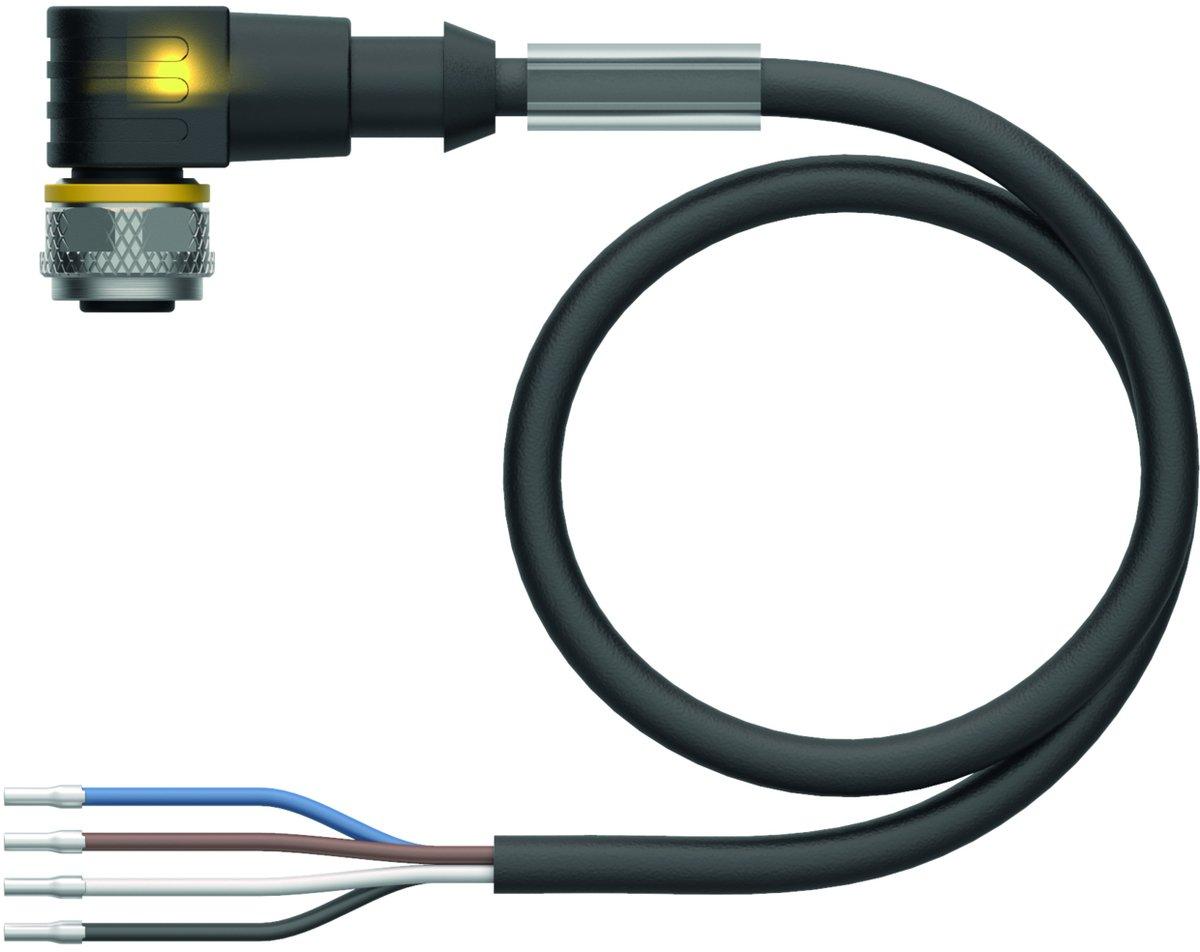 PUR-Anschlussleitung M12x1 gew. 4-polig 2m 2 LED