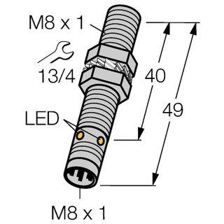 Induktiver Sensor M8 x 1 Gewinderohr bündig 3-Draht sn = 1,5 mm 1S PNP