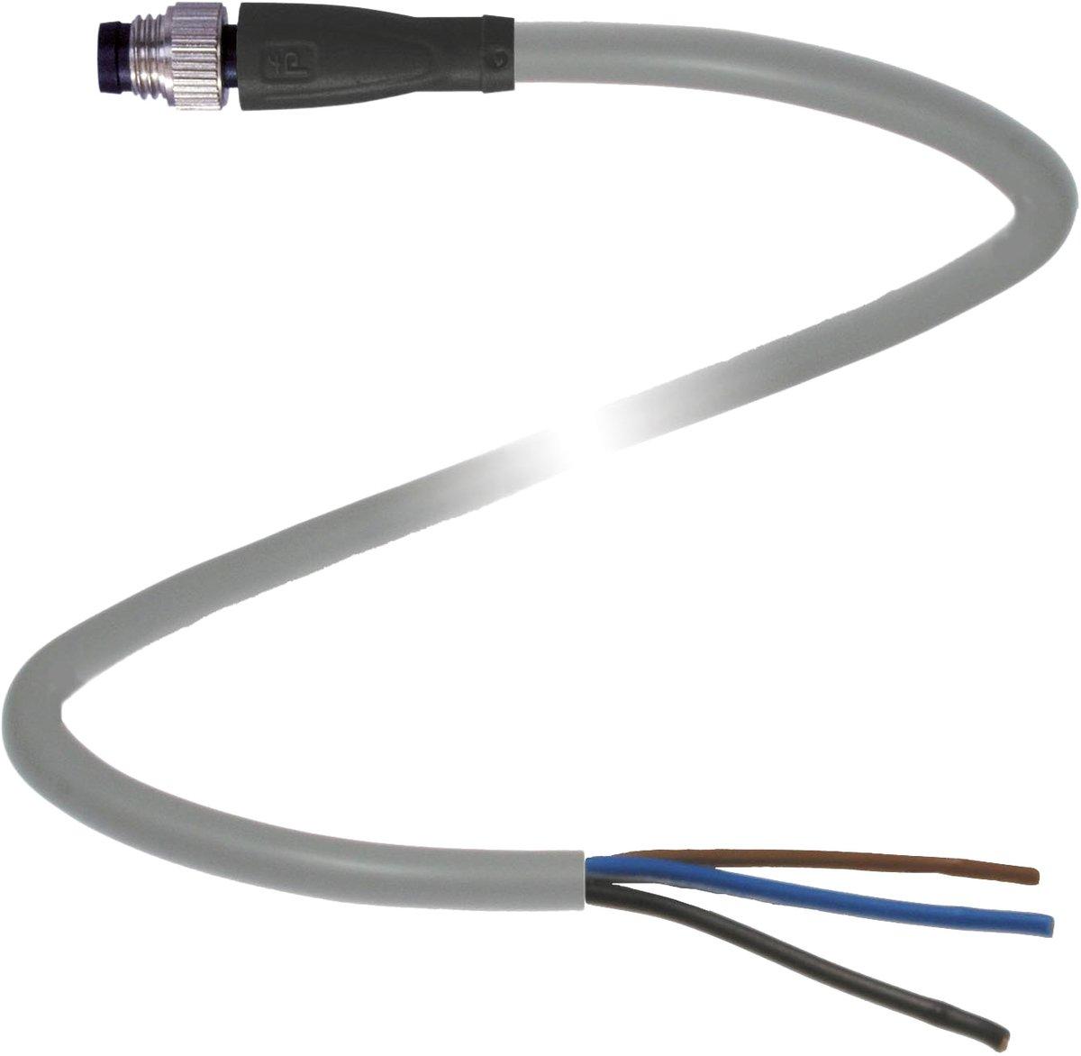 Kabelstecker M8 gerade Bauform 3-polig 10 m PUR Kabel offenes Ende
