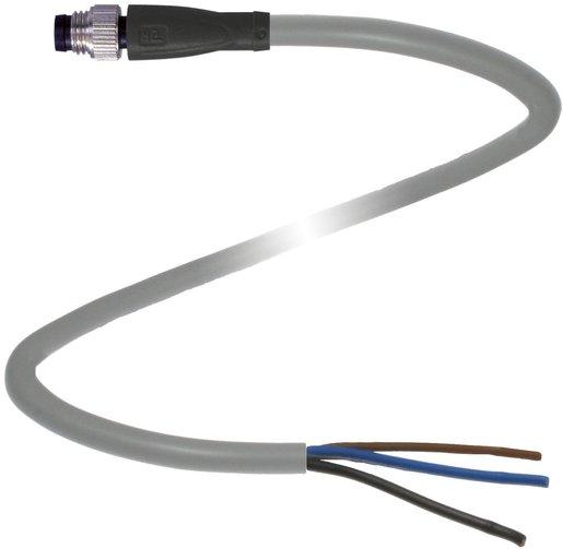 Kabelstecker M8 gerade Bauform 3-polig 2 m PVC Kabel offenes Ende