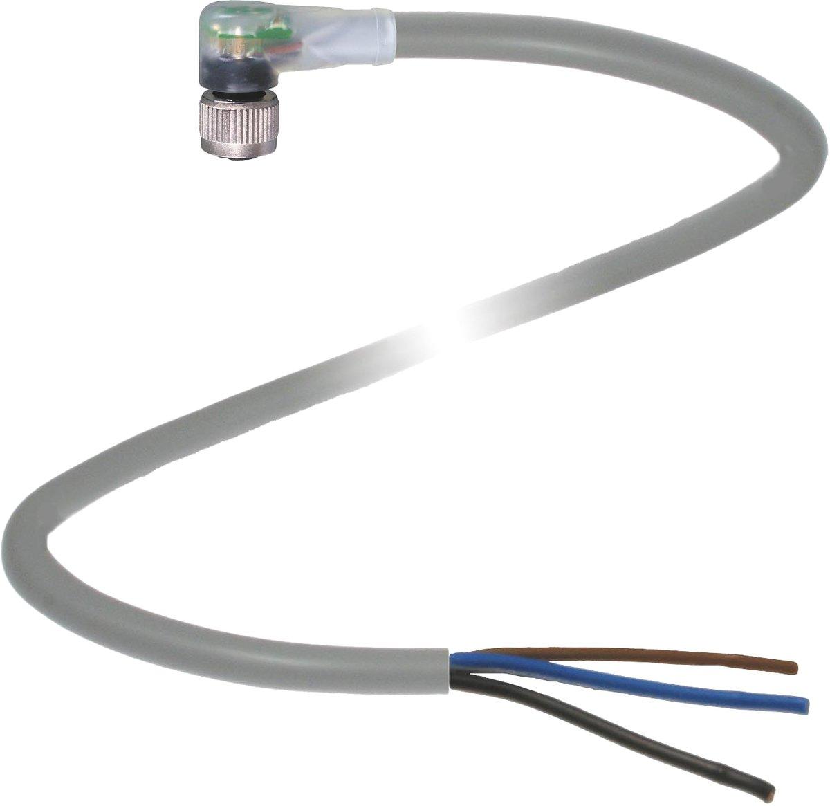 Kabeldose M8 gewinkelte Bauform 3-polig 5 m PUR Kabel offenes Ende