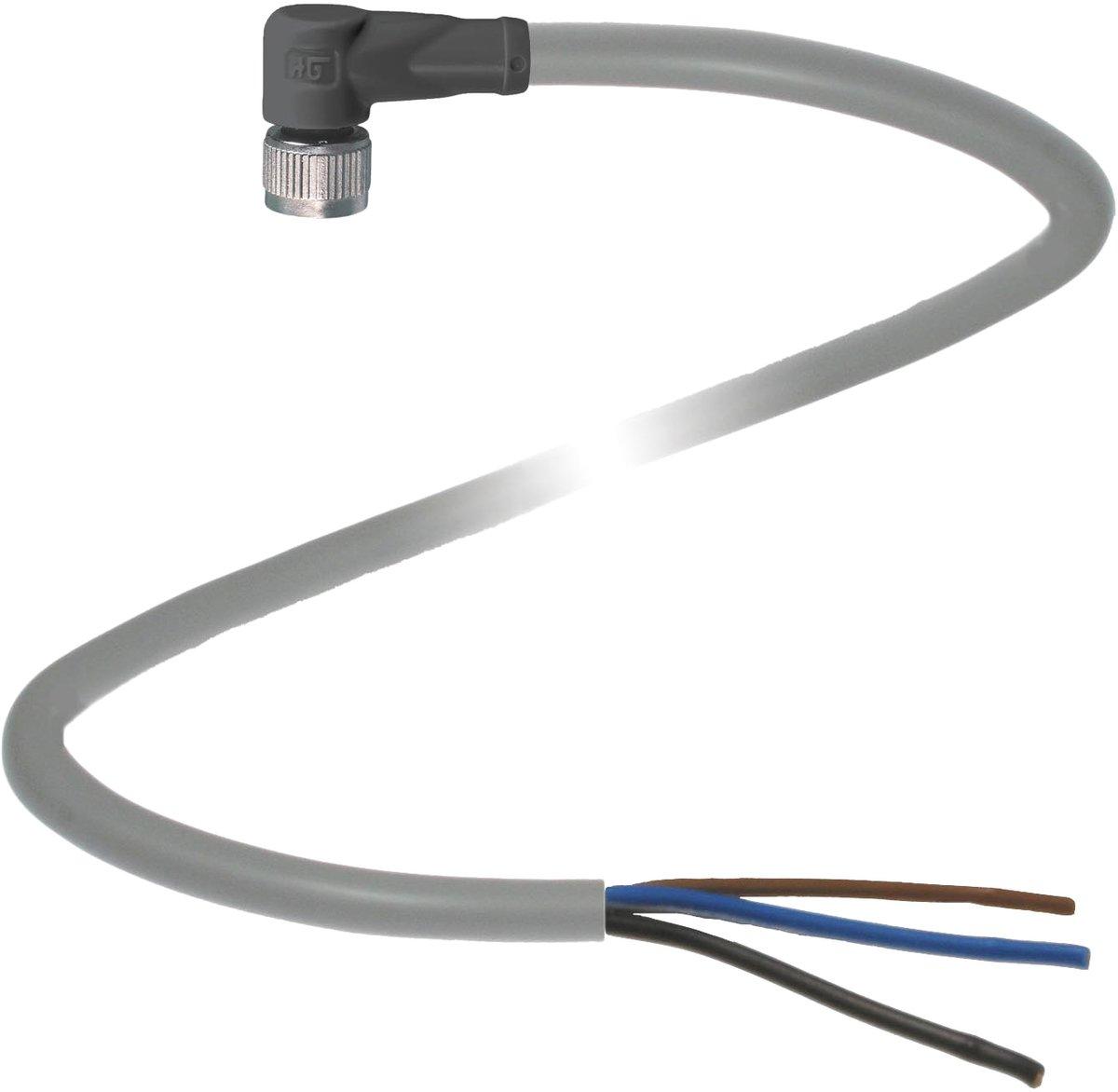 Kabeldose M8 gewinkelte Bauform 3-polig 5 m PVC Kabel offenes Ende