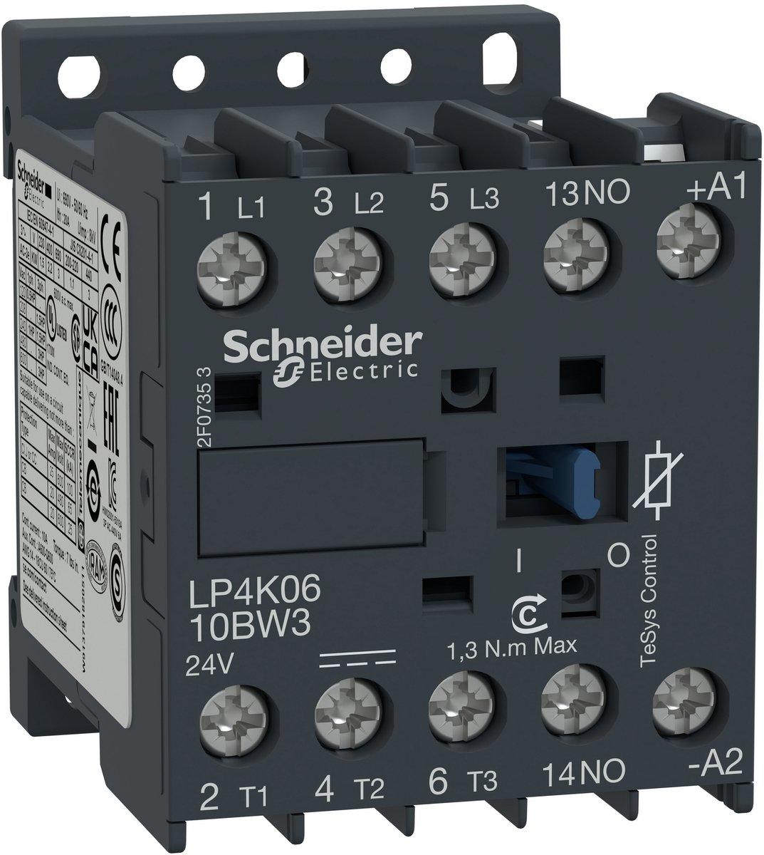 Leistungsschütz 3p+1S 2,2kW/400V/AC3 6A 24V DC Schraubanschluss