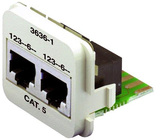 AMP CO Plus Doppeleinsatz Kat.5E geschirmt 1x100Base-T perlweiss (RAL 1013)