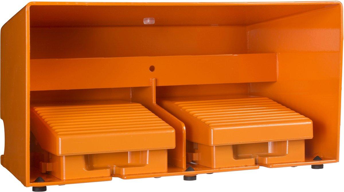 Doppelfußschalter XPE-R mit Abdeckung Metall orange 4NC+4NO