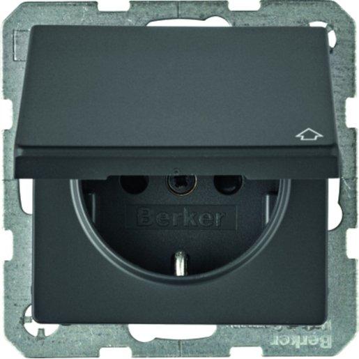 Steckdose SCHUKO mit Klappdeckel Q.1/Q.3 anthrazit samt