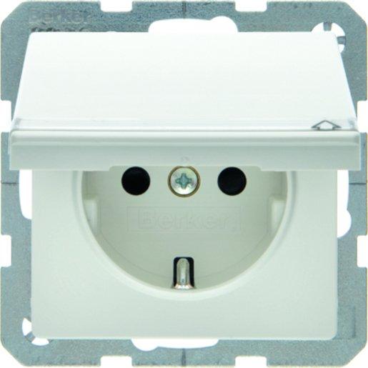 Steckdose SCHUKO Klappdeckel und Beschriftungsfeld Q.1/Q.3 polarweiß