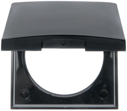 Abdeckrahmen 1-fach mit Klappdeckel Integro Flow schwarz glänzend