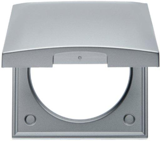 Abdeckrahmen 1-fach mit Klappdeckel Integro Flow Chrom matt lackiert