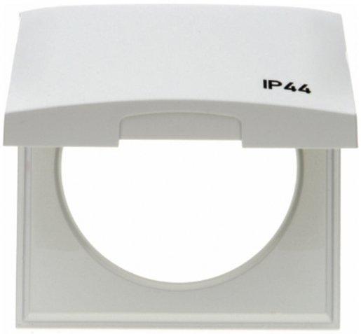 Abdeckrahmen 1-fach mit Klappdeckel IP44 Integro Flow polarweiß glänzend