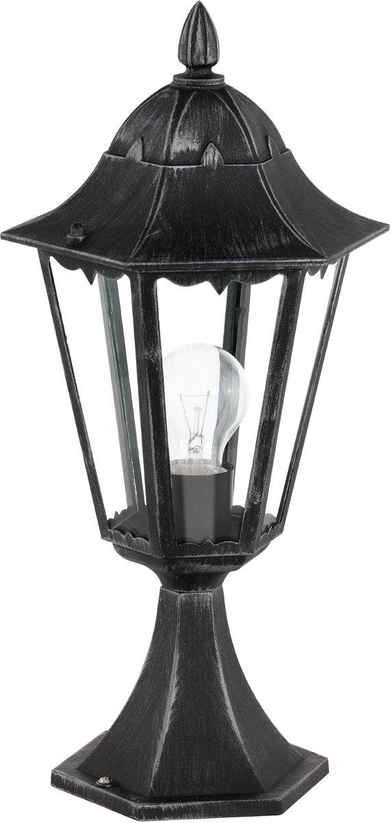 Außenleuchtemit Sockel schwarz/silber-Patina NAVEDO E27 1x60W IP44