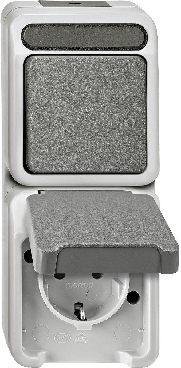 Kombination Schuko - Steckdose / Wechselschalter lichtgrau Aquastar